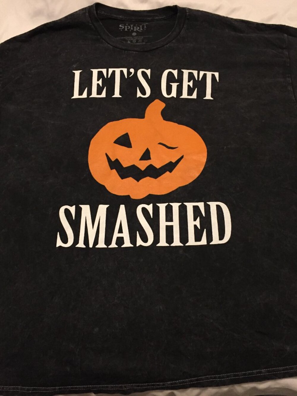 Spirit Halloween Lets Get Smashed Men's 2XL Graphic Pumpkin T-Shirt Long Sleeve